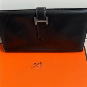 Hermes Black Leather  Wallet